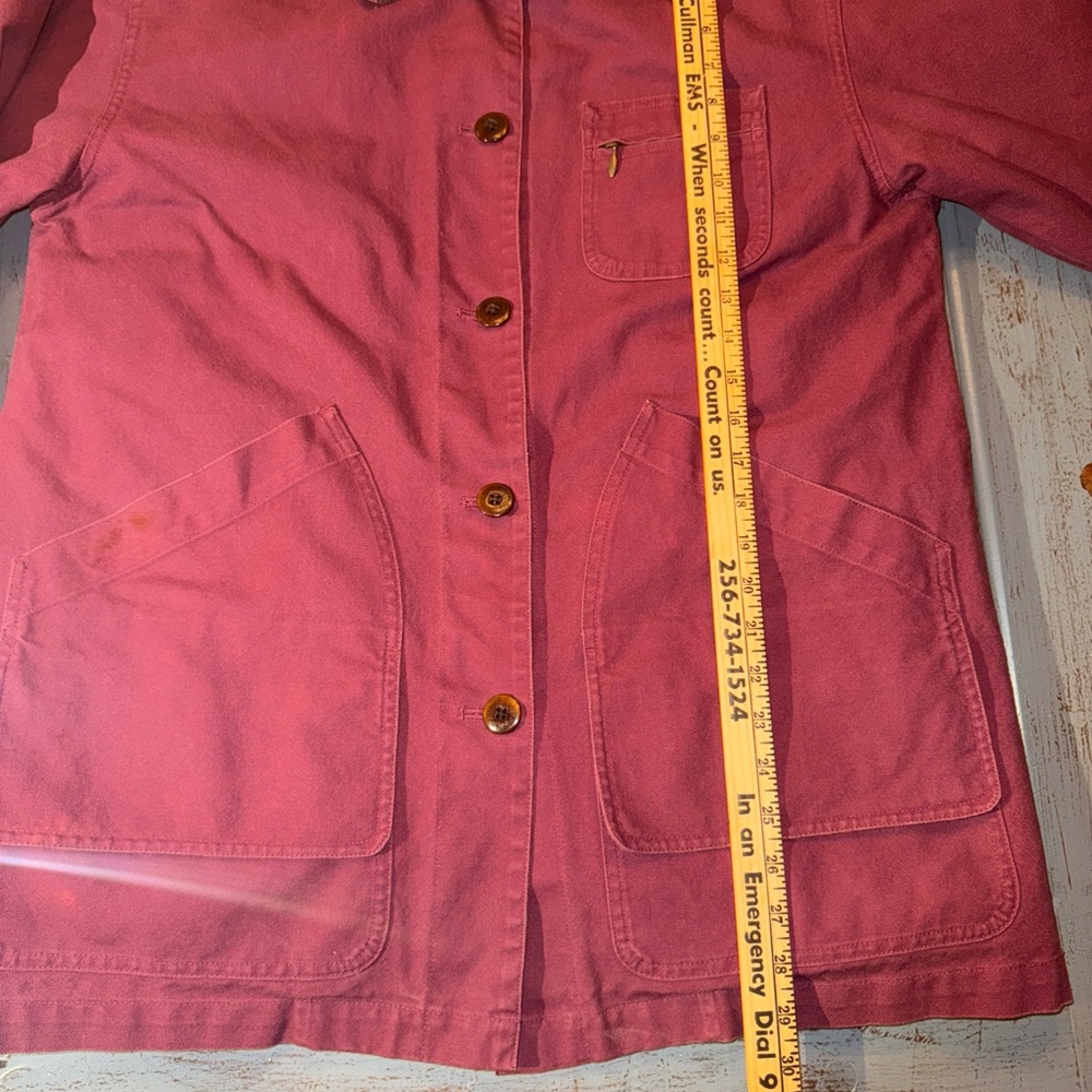 Vtg L.L. Bean Chore Barn Jacket Canvas Coat Womens M Red Primaloft Plaid Lining - Picture 9 of 13